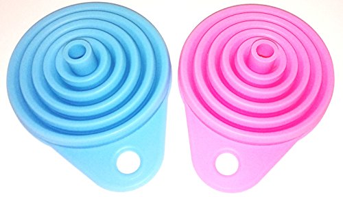 Silikon Falttrichter 4 Farben 1 Trichter Set = 2 Stück der Kleine ist 8cm flexibel und platzsparend verstaubar für Küche & Heimwerken (Blau / Grün) - 6