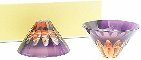 Made in Japan High-Quality Edo Glass Inverted Fujisan (Mt. Fuji) Pair Sake Cup Purple Pink x Purple Pink