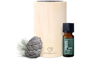 ‎ALPENHERZ Alpenherz Diffuser Set mit Zirbenöl 10 ml - Naturrein aus Österreich - Zirbenholz Würfel mit Filz Duftspender Schönes Zirbelkiefer Set als Deko