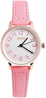 Watches for Girls-Easy Time Telling Kids Watch with Leather Strap