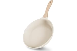 JEETEE Pentole Induzione 28 cm, Granito Padella Antiaderente Rivestimento, Ghisa di Alluminio, Maniglia in bachelite, Compatibile Tutti Fornelli y Induzione, Senza PFOA, Beige