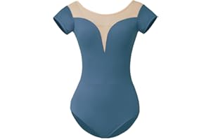 ROYAL SMEELA Maillot danza manga corta mujer body bailarina mujer maillot danza ballet adulto maillot de danza para adulto maillot baile mujer maillot bailarina body negro baile body danza ballet