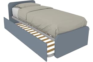 MOBILFINO CAMERETTE Letto Singolo con Letto Estraibile, trasformabile in Matrimoniale. Testate Personalizzabili, reti in Acciaio e doghe in faggio - Testata a Sinistra, Avio/Marina