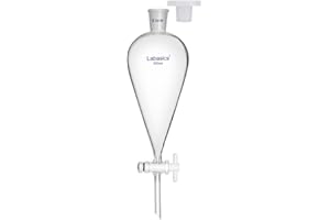 Labasics Vidrio Borosilicato 500 ml Embudo Separador Cónico de Pared Pesada con Juntas 24/29 y Llave de Paso de PTFE
