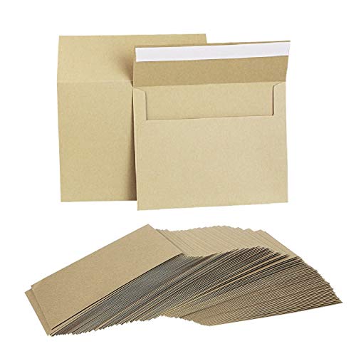 Kbnian 100PCS 18x13cm Enveloppe Vintage en Papier Kraft 120g/m² Enveloppe Autocollant Enveloppe Format A6 B6 C6 avec Rebat pour Carte Postale Carte de Visite Cadeau d'Anniversaire Noël Saint Valentin