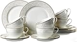 für 6 Personen Ritzenhoff & Breker Kaffeeservice Isabella, 18-teilig, Fine-China-Porzellangeschirr, Weiß mit Ornamenten
