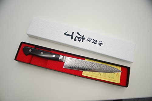 SANE-TATSU: Pro Küchenmesser (Japanischer Damaskus Stahl) – Schwarzer Griff (Petty Knife- 135 mm) - 5