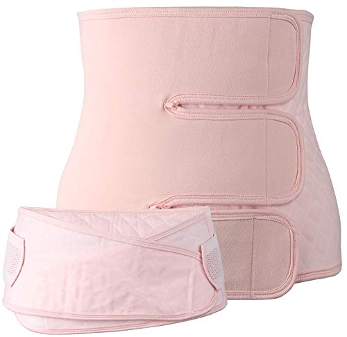 iloveSIA Postpartaler Gürtel Unterstützung Bauchband Bauchgürtel Kaiserschnitt Recovery Belt& Beckengürtel Baumwolle Rosa L