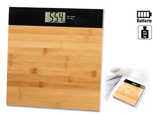 newgen medicals Digitale Premium-Körperwaage, Bambusholz, bis 180 kg, XXL-Display, AAA - 2