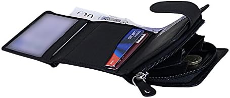 High Quality Unisex Leather Small Bi-Fold Classic Pocket Wallet RFID blocking in Black Nappa Leather With Zip up Coin Pocket / Coin Purse and Space for 7 Cards, ID and Additional Storage Pocket