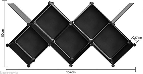 Kronenburg Regalsystem Steckregal Schrank Regal Kleiderschrank Garderobe – 184 x 148 x 37 cm – Schwarz Dekor - 7
