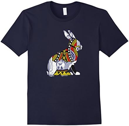 Men's Rabbit Playing Card Cool T-Shirt Mens &amp; Womens Medium Navy