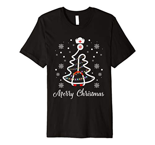 Merry Christmas Stethoscope Nurse Christmas Tree Xmas Tshirt