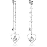 Orecchini donna lunghi BROSWAY SIGHT in acciaio con cuori e cristalli BGH23