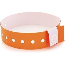 Pack 100 Pulseras De Vinilo Naranja Neón | No Reutilizables Para Eventos Y Fiestas