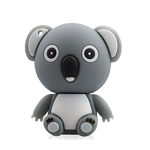 818-Shop No5030005 - Memorias USB de alta velocidad (2/4/8/16/32/64 GB), con diseño de divertido koala en 3D gris (16.00 GB), color gris