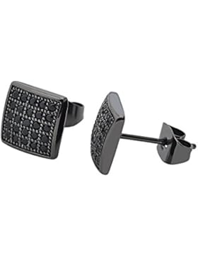 Cheerslife Schwarze Ohrstecker 8mm,Moderne Edelstahl Ohrringe für Herren Damen,Quadratische Zirkonia Ohrhänger...