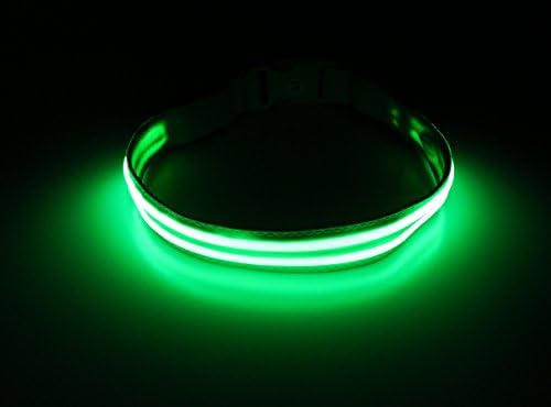 LovoIn USB rechargable LED pet collar, supper bright ,double fiber optics LED rings ,weather resistance ,3 flashing mode (S, GREEN)