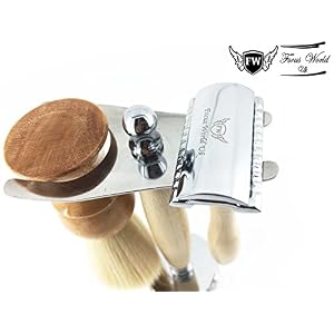 3 Pcs De Safety Razor Set.Men's Shaving Kit With Badger Hair Brush & Dual Stand - Image 3