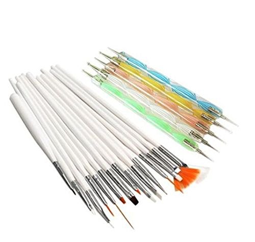 Ardisle 20pc Nail Art Design Painting Dotting Detailing Pen Brushes Bundle Tool Kit Set