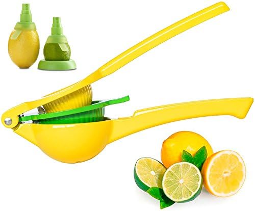 Dupad Story Lemon Squeezer Citrus Juicer Manual Juicer Press, Manual Citrus Juicer Hand Lemon Squeezer Press Lemon Lime Orange Kitchen Tool Bonus 2 Set Lime Fruit Sprayer with Holder Plate - Creates Fresh Fruit Juices