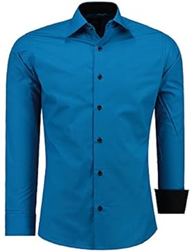 Jeel Herren Hemd Langarm Slim Fit / Figurbetont in schwarz, weiß,rot, gelb, blau uvm.