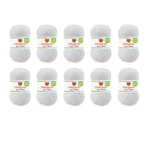 10er Pack Häkel- und Strickgarn Baumwoll-Kapok-Mix Lieblingsfarben No.2 500g Farbe: