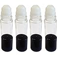 Bargz 4 Pack of Roll On Empty Glass Bottles for Essential Oils - Refillable Roller Color Roll On - Bulk - 30 ml 1 oz Pack of 4 -Clear Color