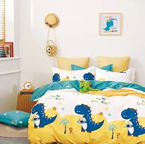 Filymore Dinosaur Kids bedsheet for Single Bed with 1 Pillow Covers Made with Pure Microfiber (Bedsheet Size 90x60 Inch)( Pillow Cover Size 18x28 Inch) (Color Yellow)