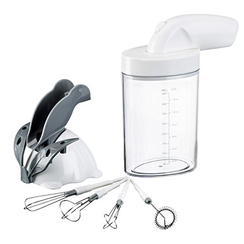 Magic Mini Multi-Mixer mit 4 Aufsätzen Handrührer, Milchaufschäumer, Schneebesen, Handmixer, Quirl, Cocktail-Mixer mit 400ml Rührbecher - 2