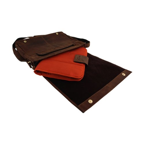 Laptoptasche   Messenger-Bag aus ge  ltem Buffalo-Leder - Extremely rugged Outback Wear  Farbe Dark Muskat