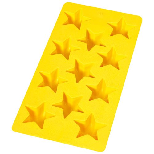 Lékué - Cubitera con Formas de Estrella de Caucho Flexible, 11 cavidades, Color Amarillo