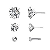 YOURDORA 3 Paia Semplice Orecchini a perno in Argento 925 con Cristalli da Swarovski Donna Gioielli set 3mm 5mm 7mm (White)