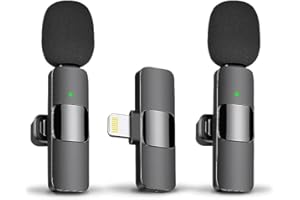 JOUNIVO 2 Pack Wireless Lavalier Microphone for iPhone, Mini Mic with Noise Cancellation for Interview Video Podcast Vlog YouTube