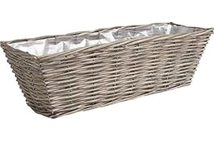 AUBRY GASPARD Jardinière en Osier Longueur 40cm Gris