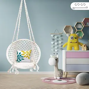 Patiofy Home Swing for Adults & Kids || Suitable for Living Room, Balcony, and Outdoor || Capacity Upto 120 Kgs || Includes Free Hanging Accessories || Handmade Jhula with Premium Cotton Rope.