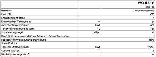 ZANKER Haustechnik Kleinspeicher Wo 5 U-S, 5 L, 2 kW, Niederdruck, Steckerfertig, EEK A, 1 Stück, 415/252/215 mm, weiß, 222163 A - 3