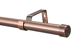 DUTIS YHO Extendable Curtain Pole Silver Chrome Metal Curtain Pole Set 28mm Includes Finials, Brackets & Fittings. Brass, Copper & Black (1.2m - 2m Extendable, Riga Antique Copper)