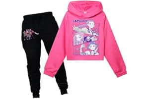 Minhuaha Girls Pants Set Kids Music Adventure Tee Shirt 2PCS Long Sleeve Cartoon Anime Clothing Outfit