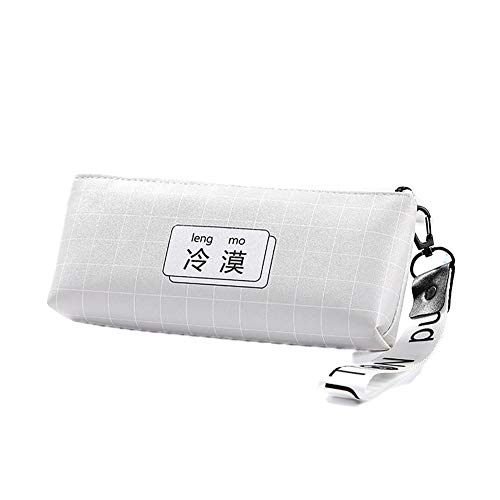 joizo Portable Stylish Pen Bag Stationery Pouches Simple Chinese Character Pen Bag Cosmetic Makeup Bags Waterproof Pencil Case Compact Zipper Bag Grey