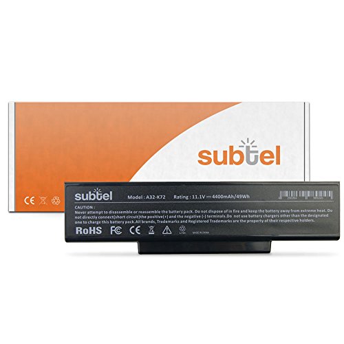 subtel® Notebook Akku für Asus A72 / A73 / K72 / K73 / N71 / N73 / PRo7A / Pro7B / Pro7C / Pro78 (4400mAh) A32-K72 / A32-N71