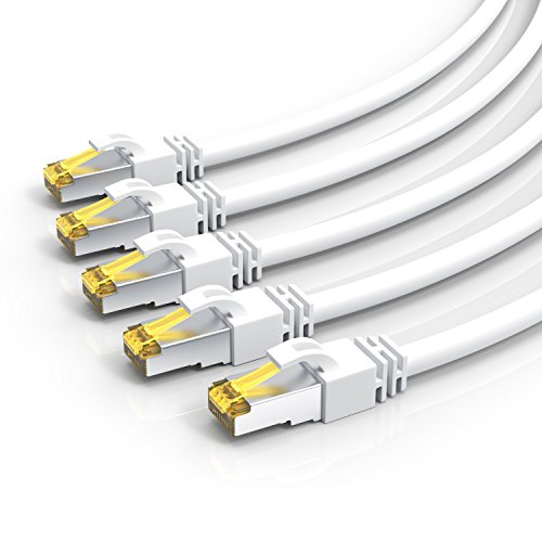 Uplink - 5 x 0,25m - CAT.7 Gigabit Ethernet Lan Netzwerkkabel (RJ45) | 10/100/1000Mbit/s | Patchkabel | S/FTP PIMF Schirmung | kompatibel zu CAT.5 / CAT.5e / CAT.6 | Switch/Router/Modem/Patchpannel/Access Point/Patchfelder | weiß