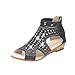 Produktbild Sandalen Knöchelriemchen Damen Sommer Schnallen Syntetische Sandalen Bohemia Sandalen Schuhe Strandschuhe Flache Mode Schuhe Leder Boden Hausschuhe Bequeme Schuhe Abendschuhe LMMVP (38CN, Schwarz)