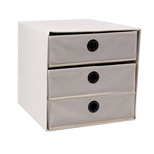 diMio SB3 Regaleinsatz mit 3 Schubladen in Creme / Beige - Regalfach Aufbewahrungsbox Schubladen Faltbox