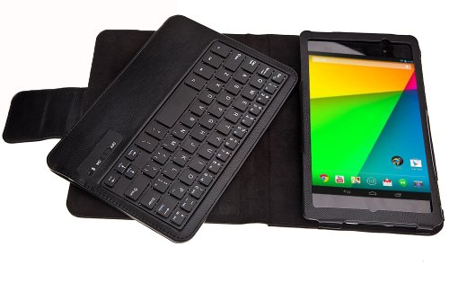 MoKo Google New Nexus 7 FHD 2nd Gen Hülle – Wireless Bluetooth Keyboard Tastatur Smart Case Hülle mit Abnehmbarer und Auto Sleep / Wake für Google Nexus 7 2 2013 Tablet, Schwarz - 3
