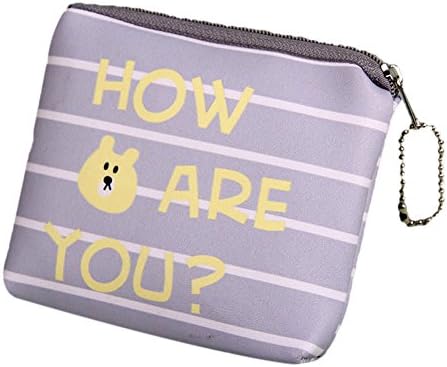 iTemer Cute Cartoon Coin Purse PU Leather Wallet Pouches with Zipper Storage Bag for Credit Card, Headset, Lipstick, Keys (J)