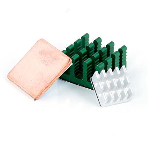 Aukru Set de 3 Disipador de calor heatsinks (aluminio & Cobre) para Raspberry Pi 3 Model B/ Pi 2 Model...