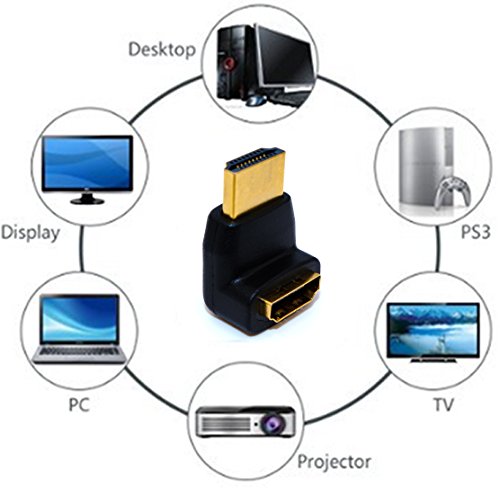 HDMI Winkelstecker 270 Grad Iglatt HDMI Winkeladapter HD 4k High Speed HDMI Stecker auf HDMI Buchse Adapter Winkel Oben und Unten mit vergoldete Kontakte Schwarz - 3