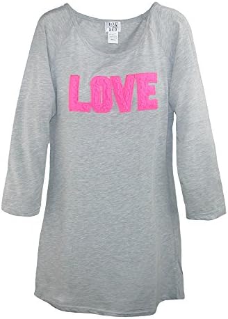 Roll Outta Bed Women's Plus Size Scoop Neck Nightshirt With Sherpa Accents, 1X, Grey