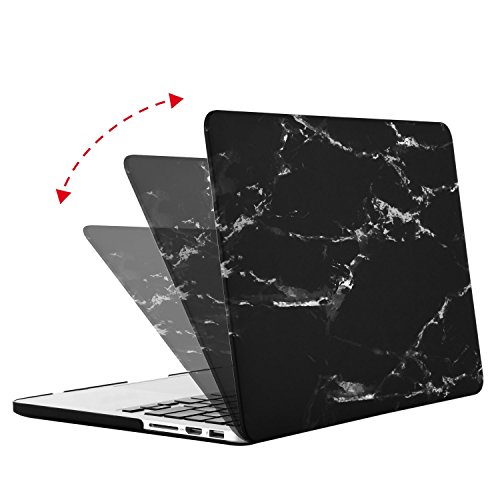 MOSISO Ultra Slim Plastik Hartschale Schutzhülle Hülle Snap Case für Macbook Pro 13 Zoll mit Retina Display NO CD-ROM Drive (A1502 / A1425), Schwarz Marmor - 4